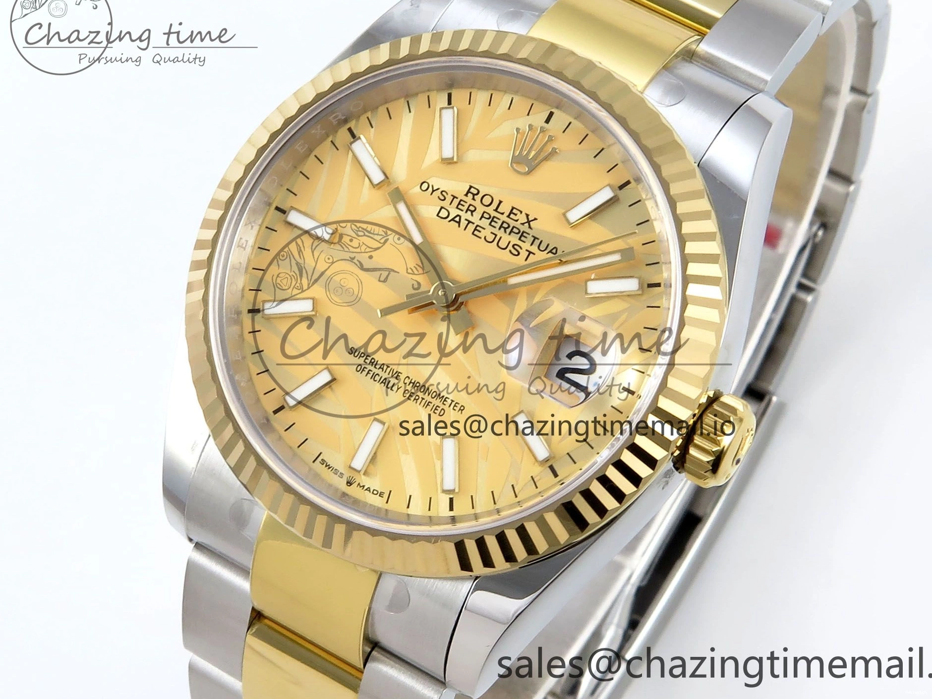 126233 Edition YG Dial 36 A3235 Bracelet on YG Best Leaf SS Stick Oyster DateJust EWEF 0505